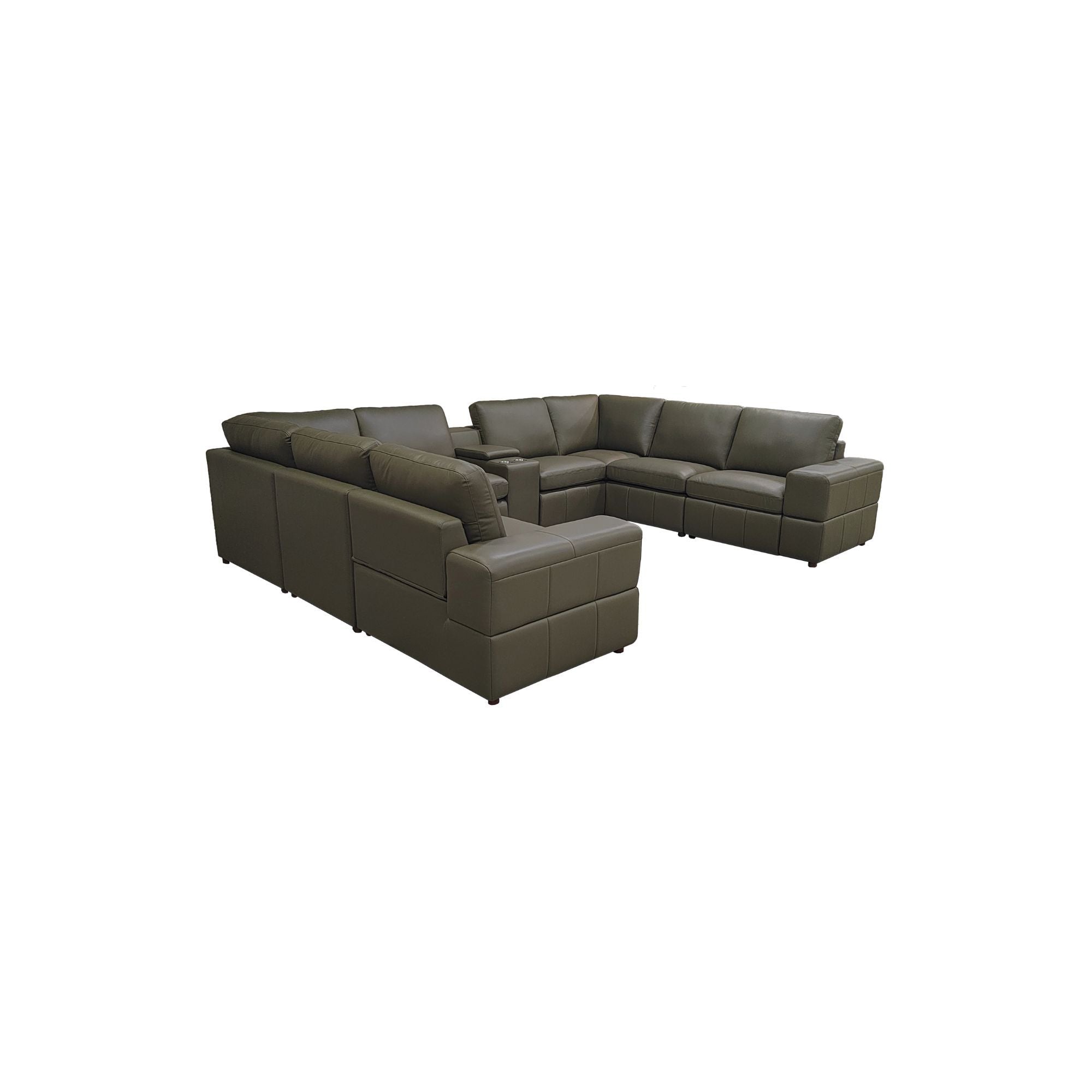Upholstered Large Arms Sectional With Recliner Seats