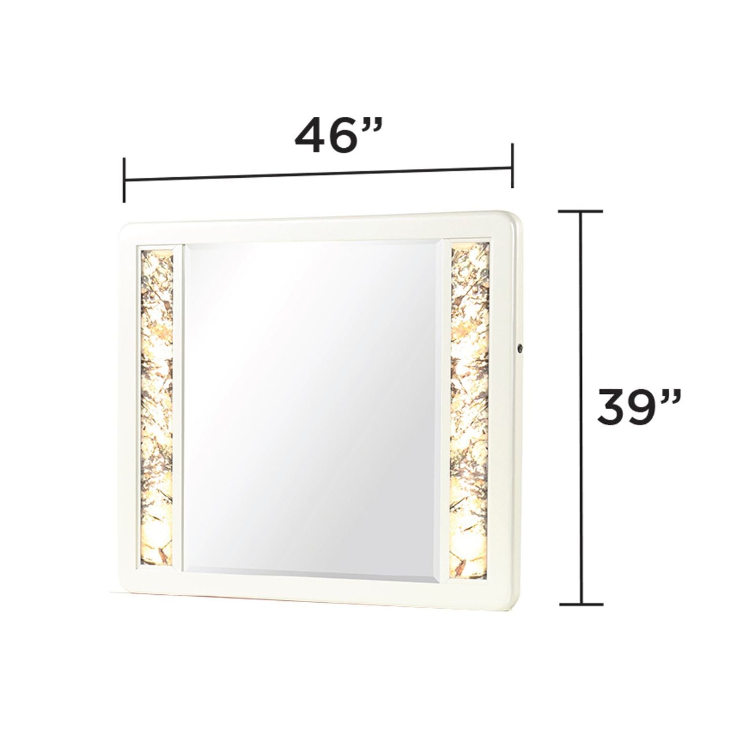 La Pierre - Rectangular Mirror & LED Lighting Panels - Beige