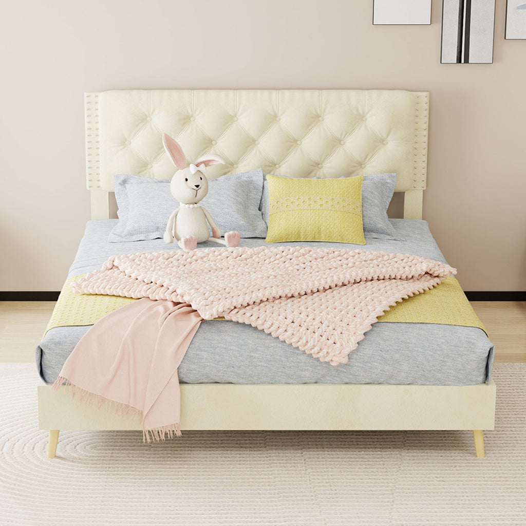 Upholstered Bed With Tufted Headboard