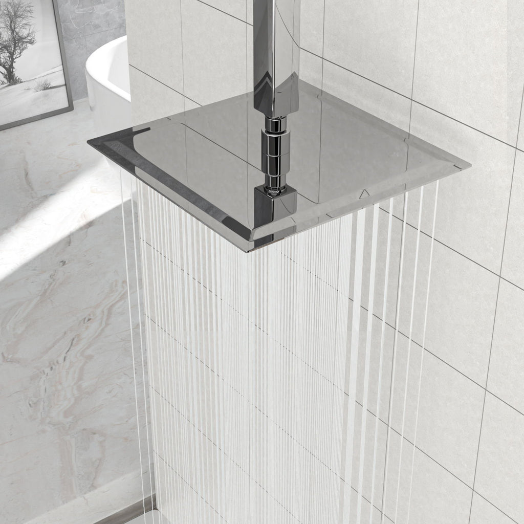 10" Square Rainfall Shower Head, Wall / Ceiling Mounted, Stainless Steel - Chrome