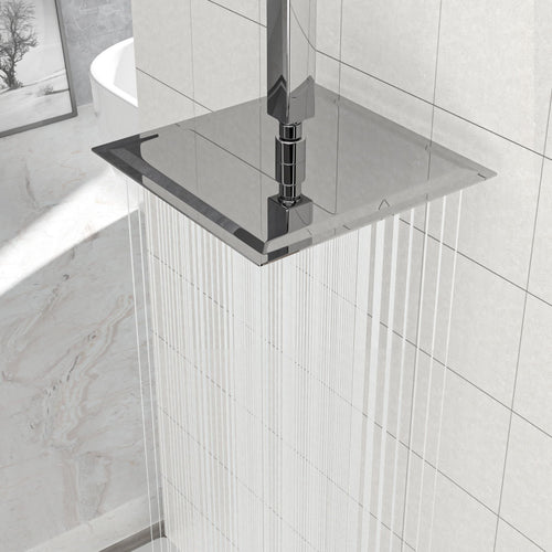 10" Square Rainfall Shower Head, Wall / Ceiling Mounted, Stainless Steel - Chrome
