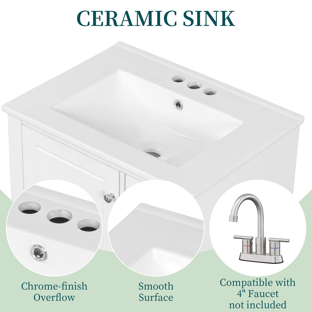 Modern Bathroom Vanity With Sink, Freestanding Cabinet With Drawers And Storage Shelves