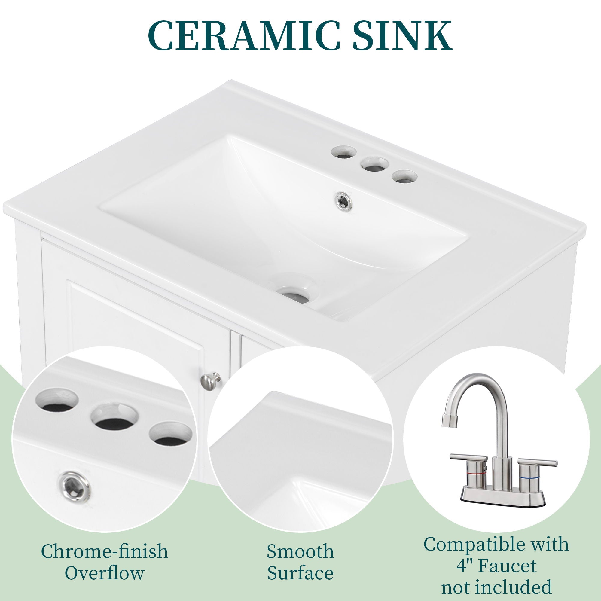 Modern Bathroom Vanity With Sink, Freestanding Cabinet With Drawers And Storage Shelves