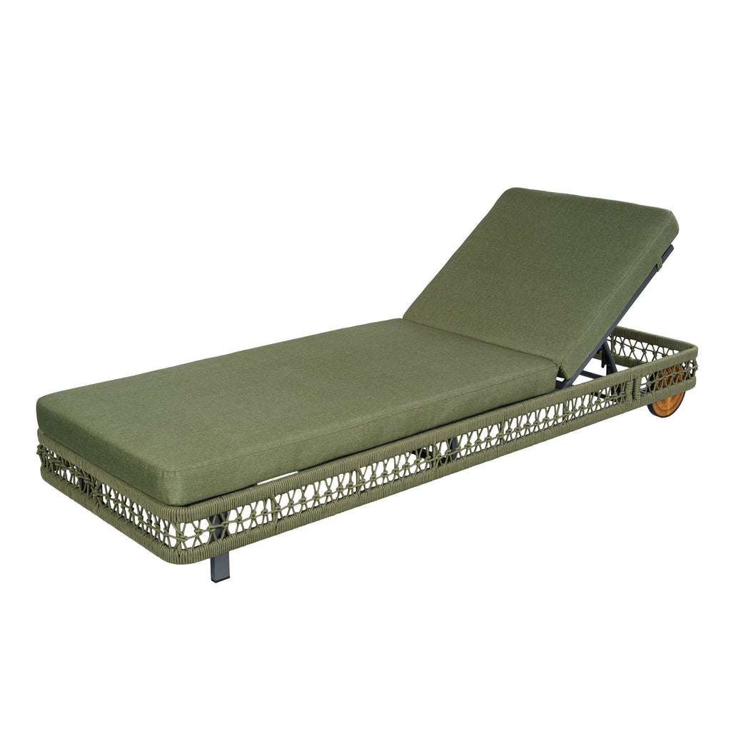Outdoor Chaise Lounge & Wheels, 5 Position Adjustable Backrest