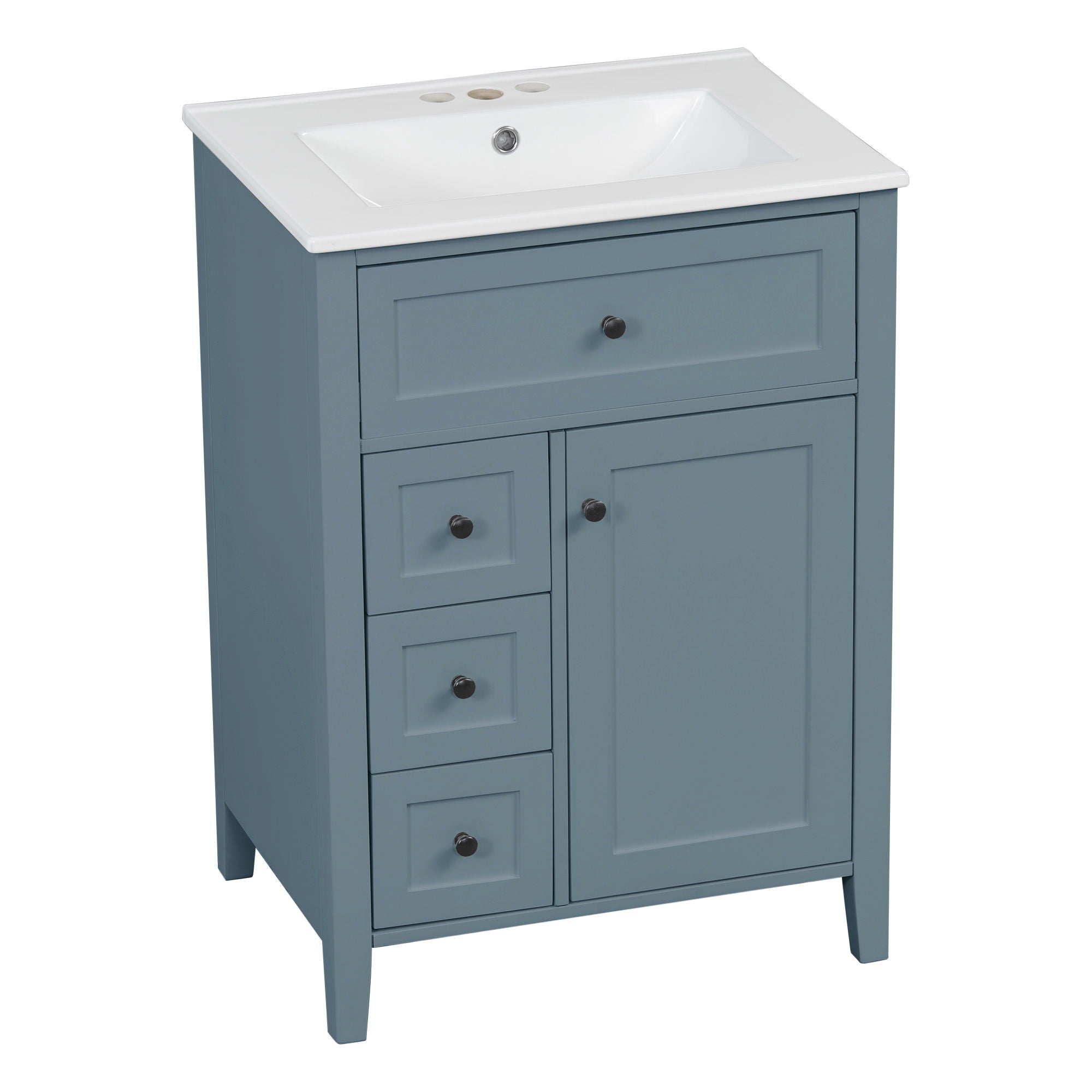 Bathroom Vanity With Sink, 3 Drawers & Cabinet With Adjustable Shelves