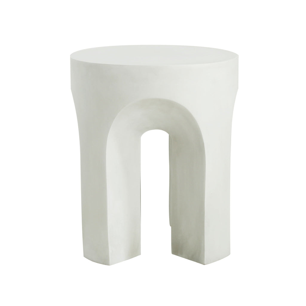 Outdoor Round Top Side Table / End Table, Living Room Accent Table - Antique White
