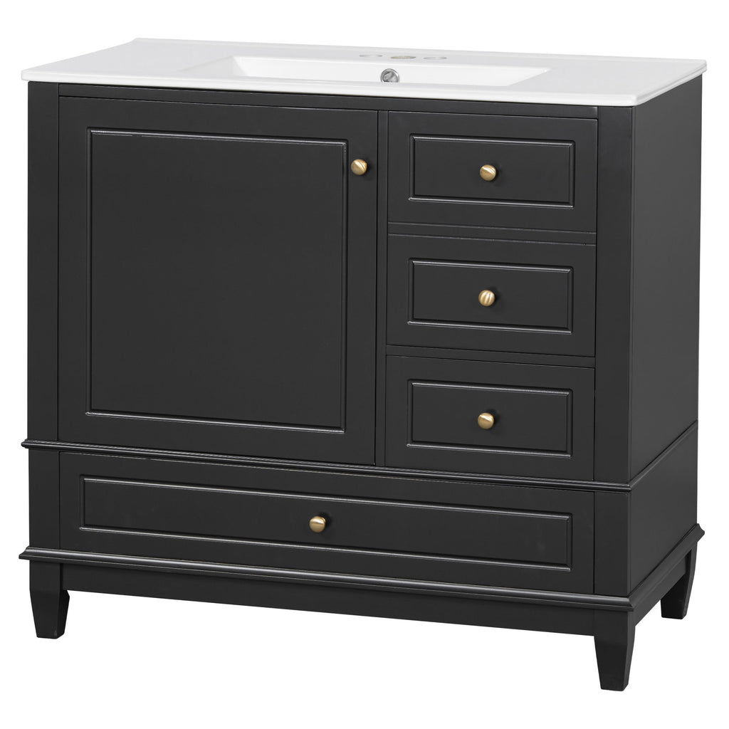 Modern Bathroom Vanity With Sink, 3 Drawers & Cabinet