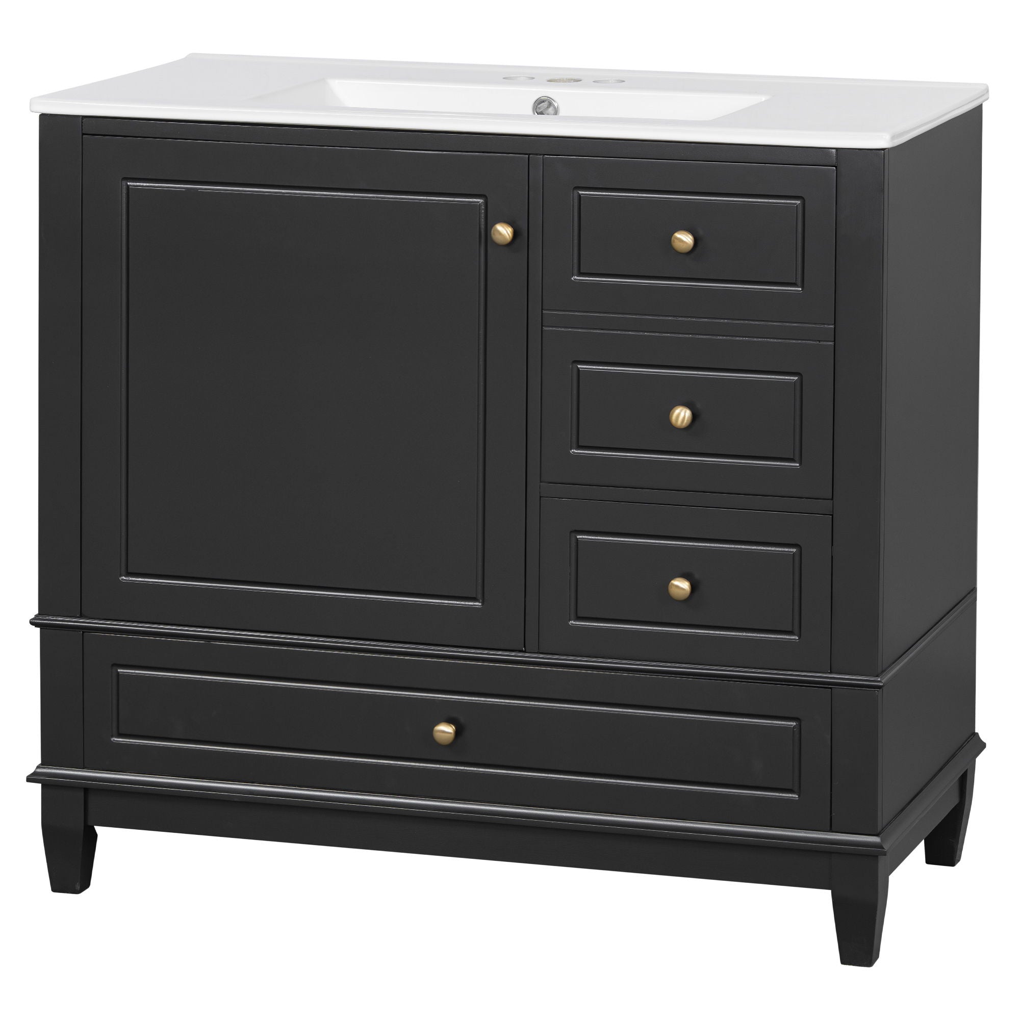 Modern Bathroom Vanity With Sink, 3 Drawers & Cabinet