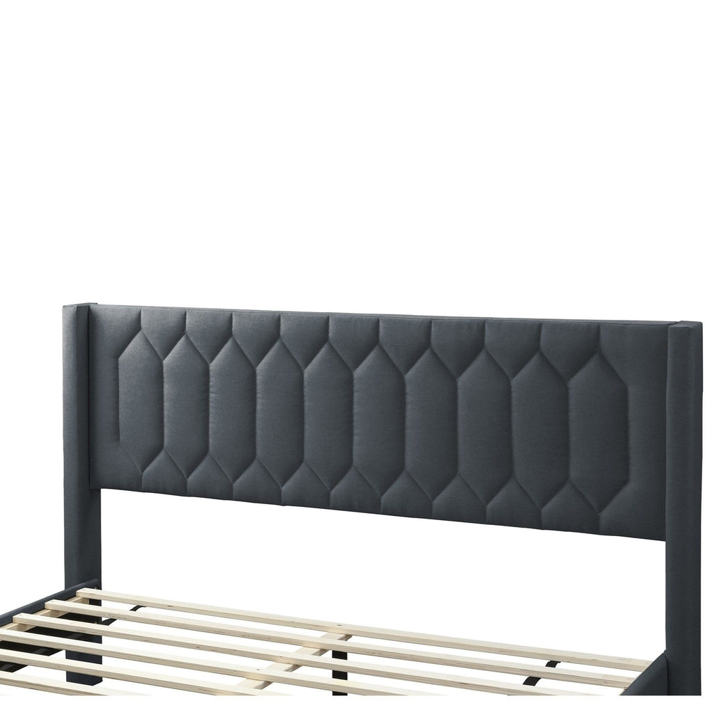 Platform Bed With Diamond Tufted Headboard
