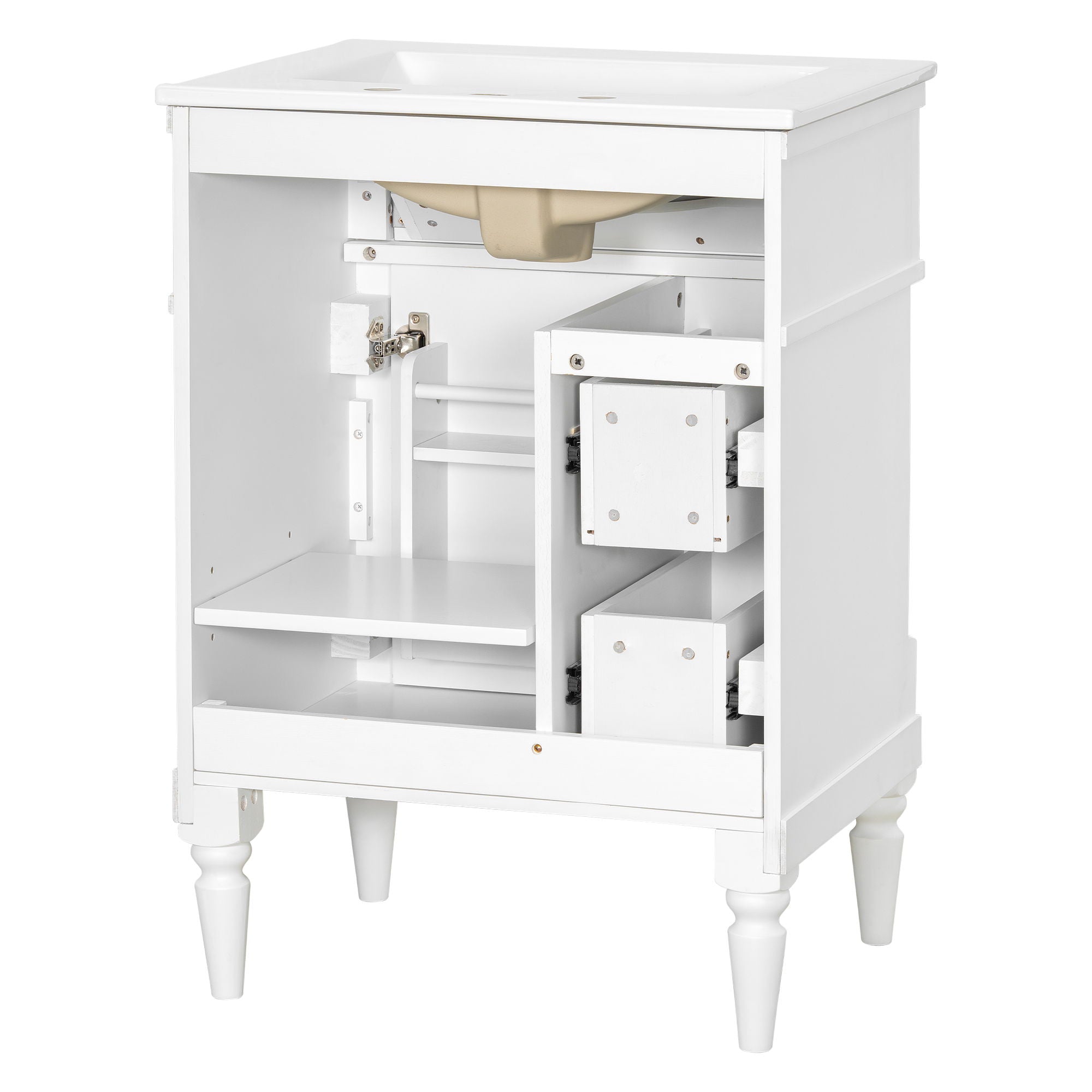 Freestanding Bathroom Vanity With Sink, Adjustable Shelf & Flip Drawer
