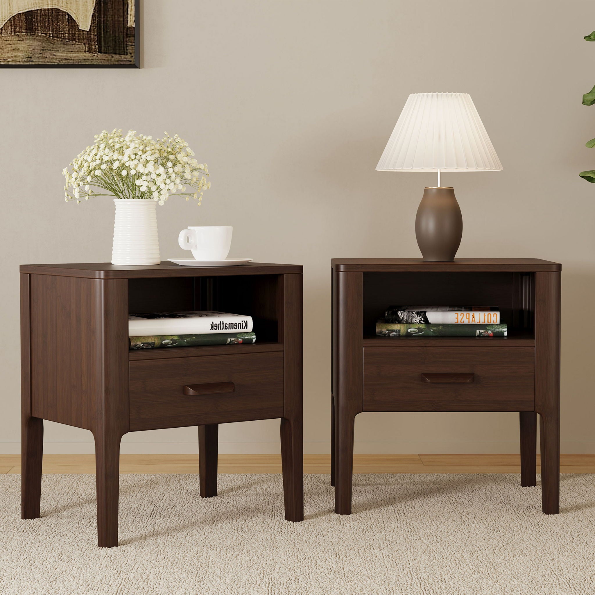 Modern Nightstand With Drawer And Open Shelf