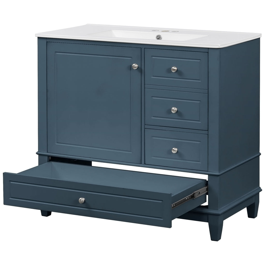 Modern Bathroom Vanity With Sink, 3 Drawers & Cabinet