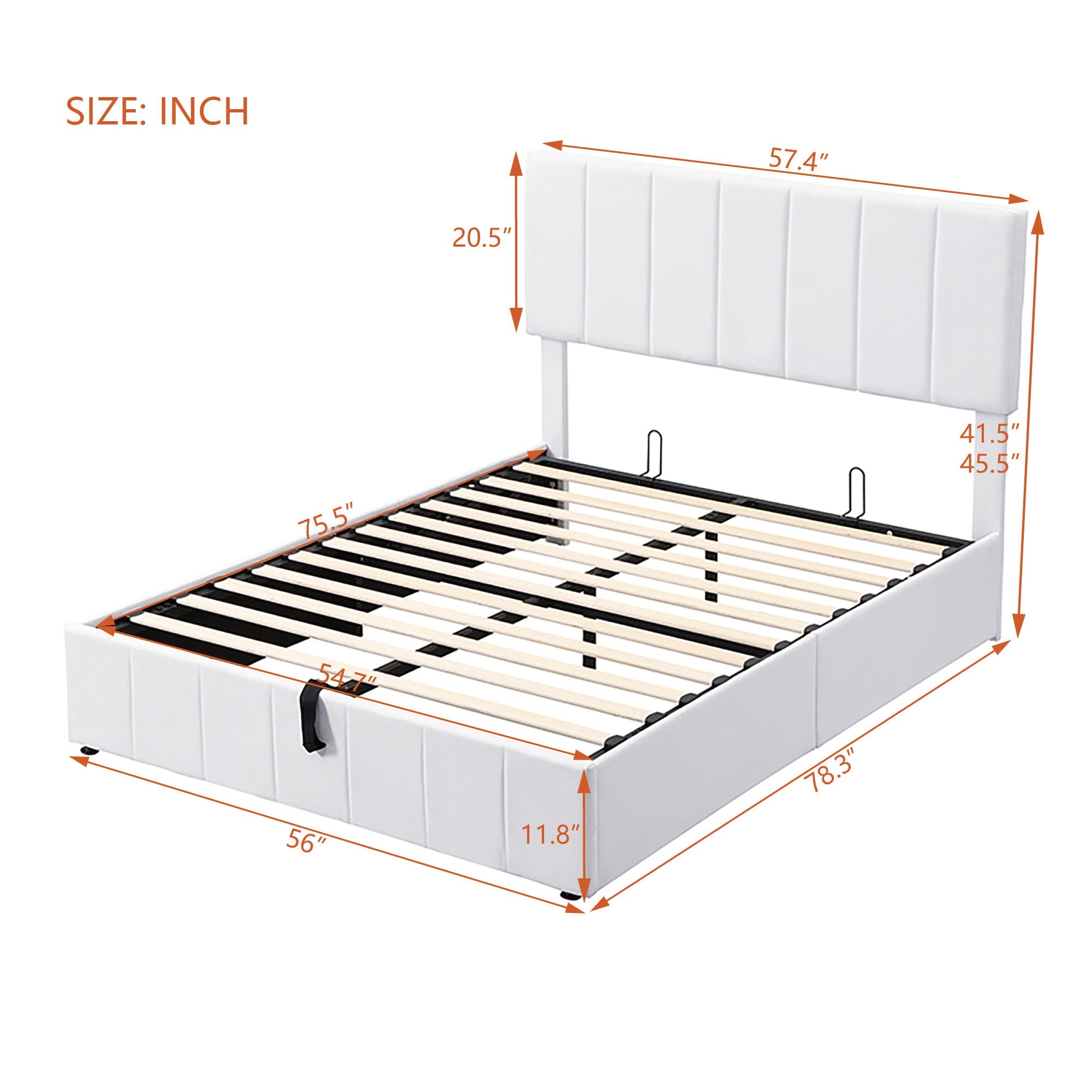 Elegant Upholstered Platform Bed With Hydraulic Storage System
