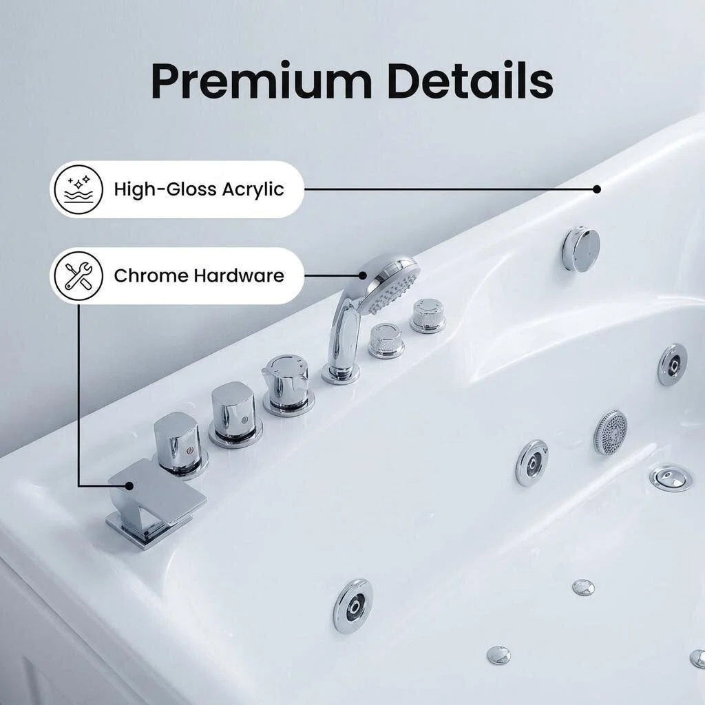 Xavier - Single Corner Massage Bathtub - Milk White