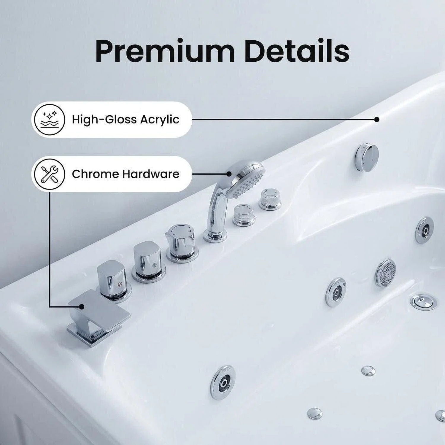 Xavier - Single Corner Massage Bathtub - Milk White