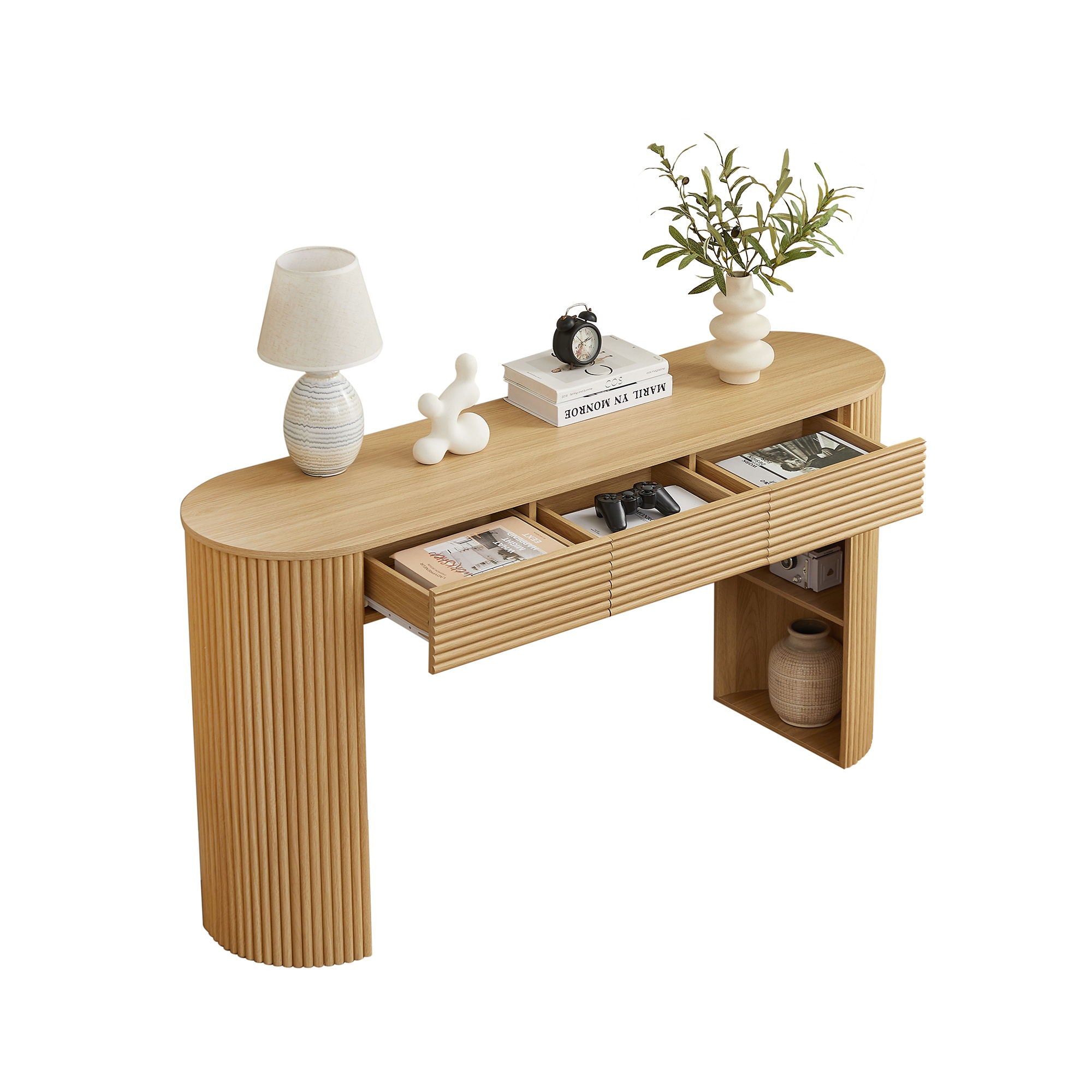 Retro Console Table With Storage, 3 Drawers
