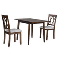 3 Piece Kitchen Dining Set With Drop Leaf Dining Table And 2 Dining Upholstered Chairs, Dining Room Set For Small Places - Brown
