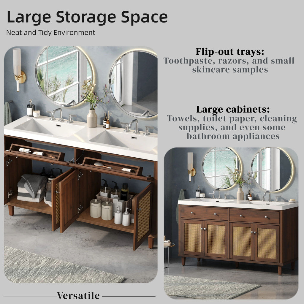 Bathroom Vanity With Double Sink, Large Storage Space