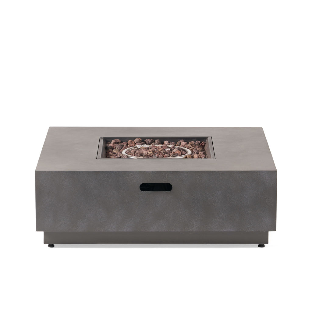 Modern Square Iron Fire Pit 50, 000 Btu - Stone Gray
