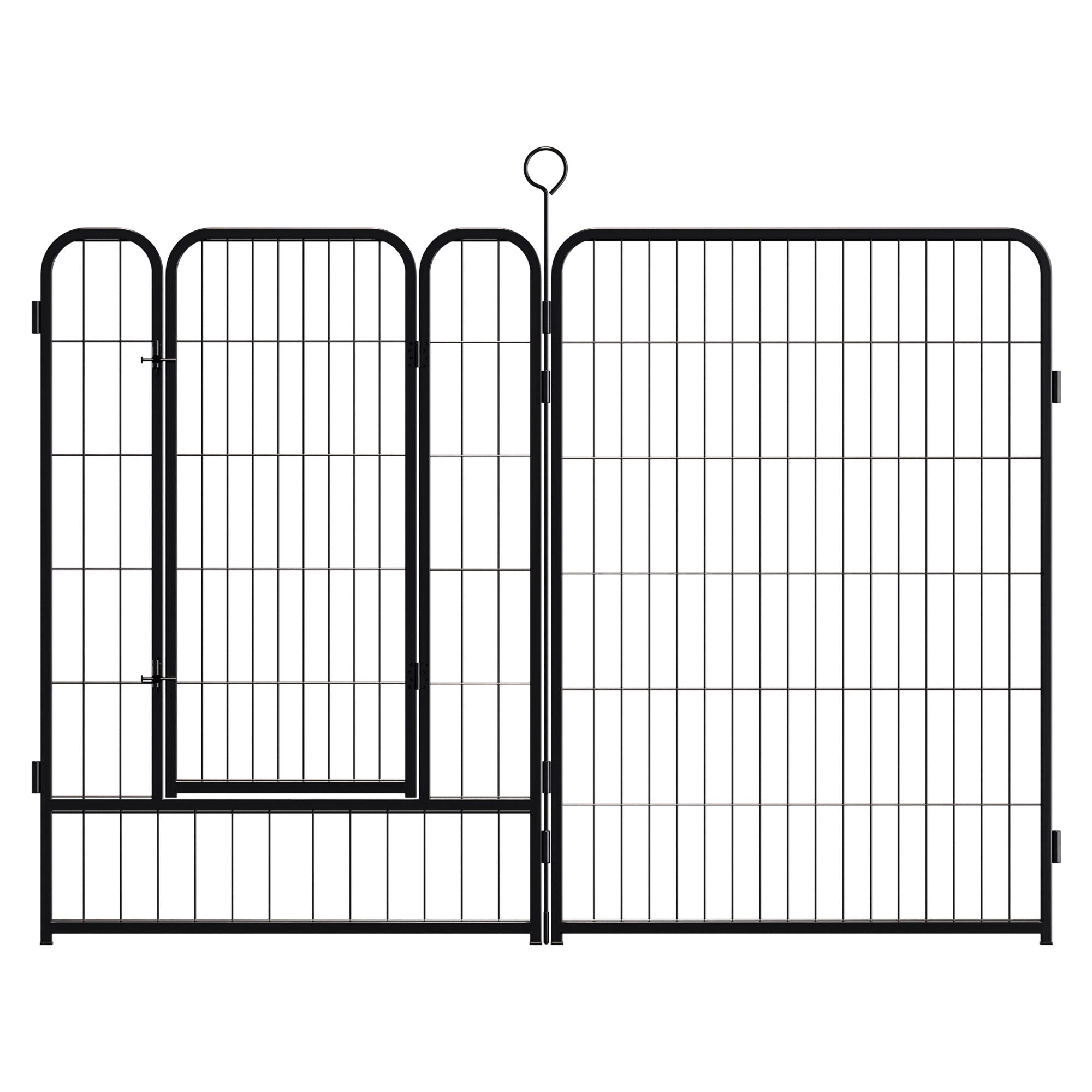 Dog Playpen, 16 Panels Pet Exercise Pen Indoor / Outdoor Fence With Anti Skid Base - Black