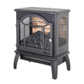 18" 3D Flame Electric Infrared Quartz Fireplace Stove & Remote Control - Antique Black