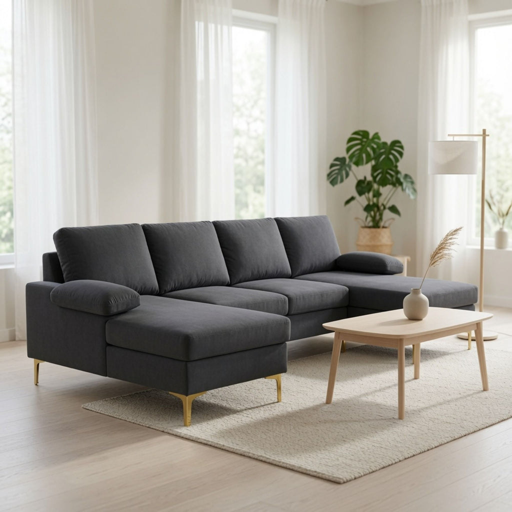 U - Shaped Sectional Sofa With Double Chaise