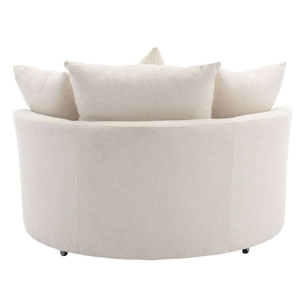 360° Swivel Accent Barrel Chair With Storage Ottoman & 4 Pillows, Modern Leisure Chair Round Accent For Living Room