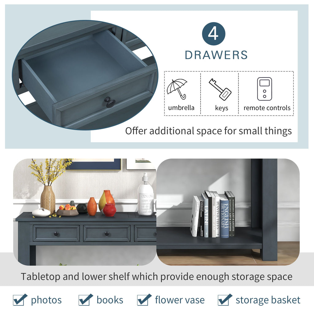 Hearth & Haven Clara - Console Table With Storage Drawers And Bottom Shelf