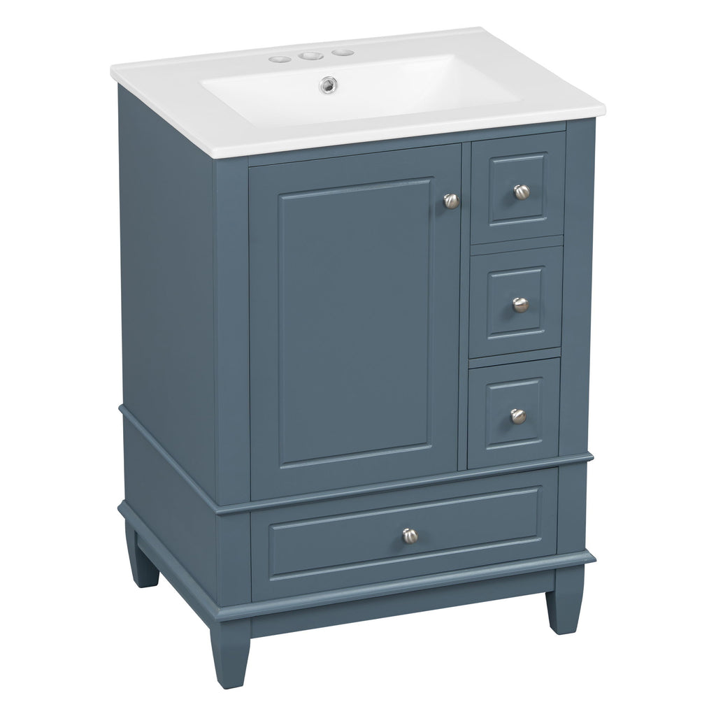Modern Bathroom Vanity With Sink, Freestanding Cabinet With Drawers And Storage Shelves