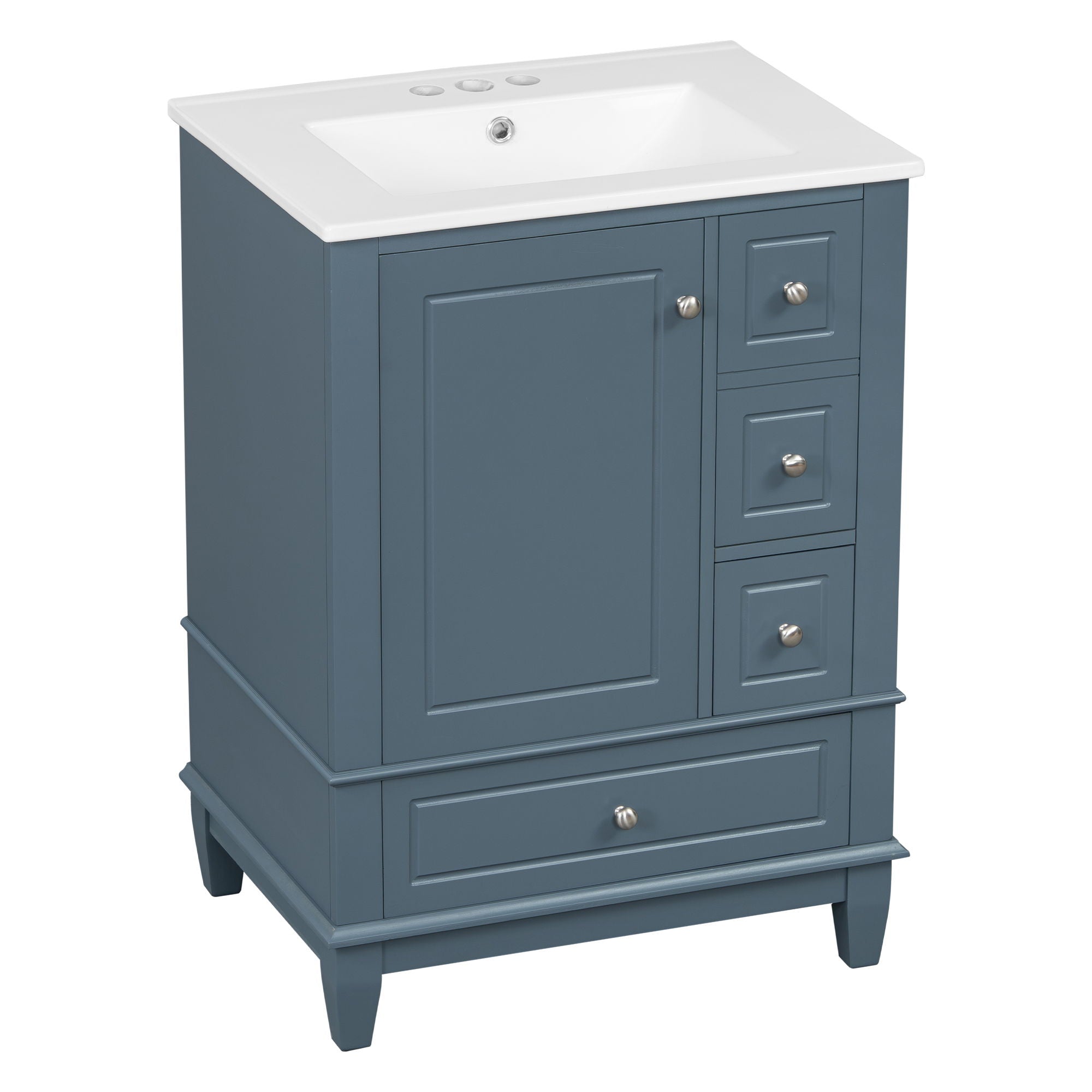 Modern Bathroom Vanity With Sink, Freestanding Cabinet With Drawers And Storage Shelves
