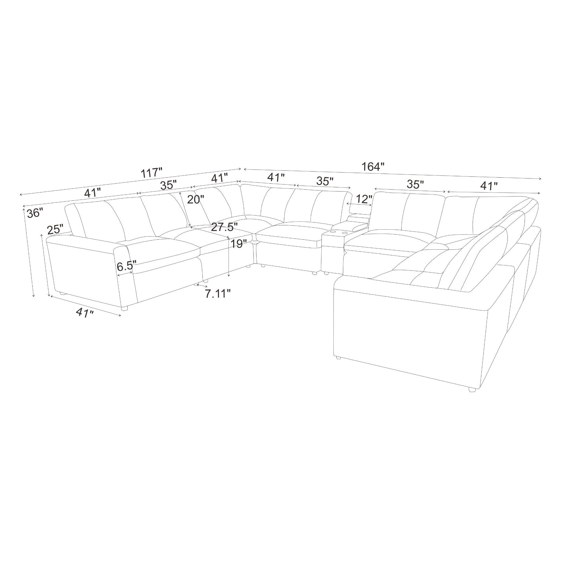 Large Upholstered Seating Modular Sectional