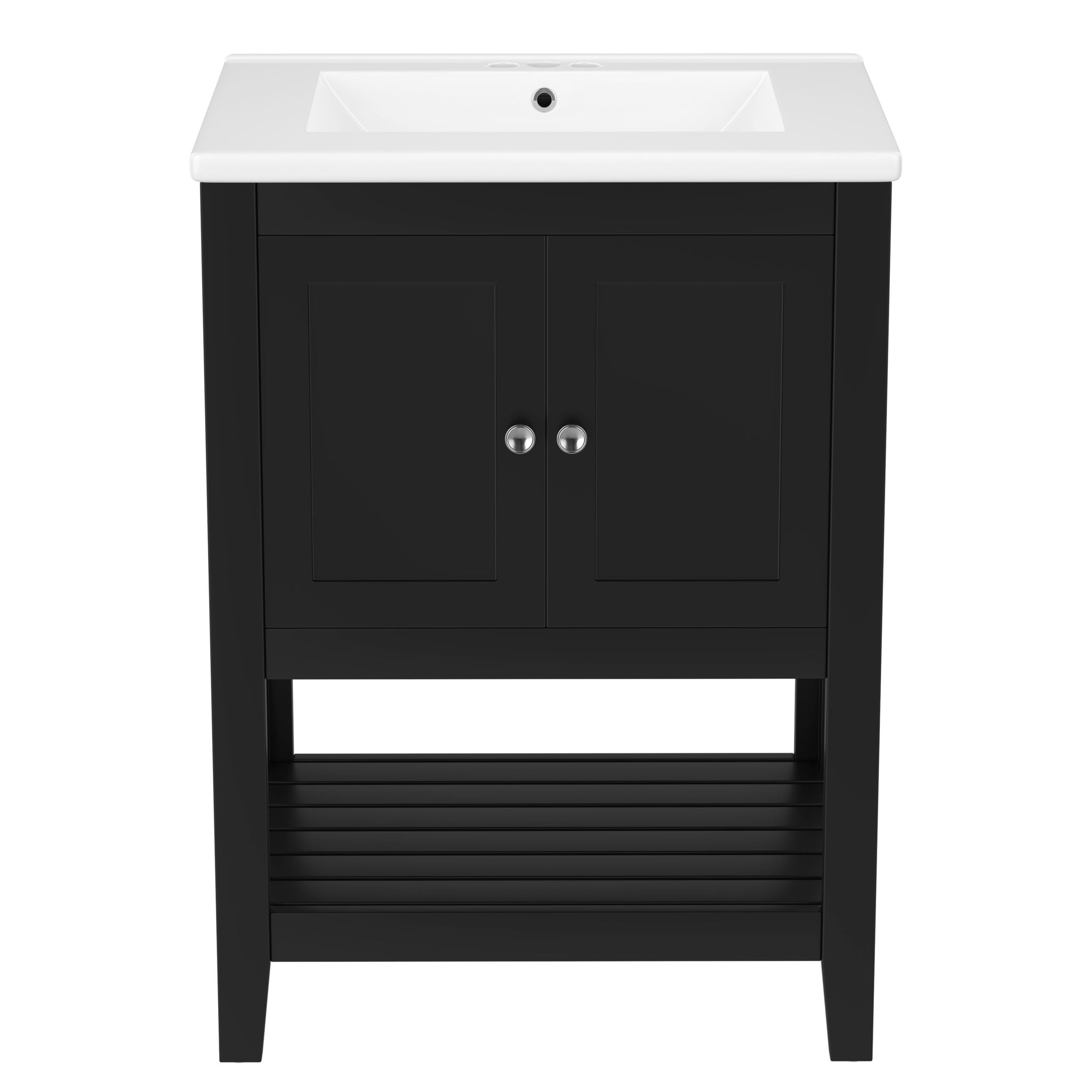 Modern Bathroom Vanity With Sink And Open Shelf