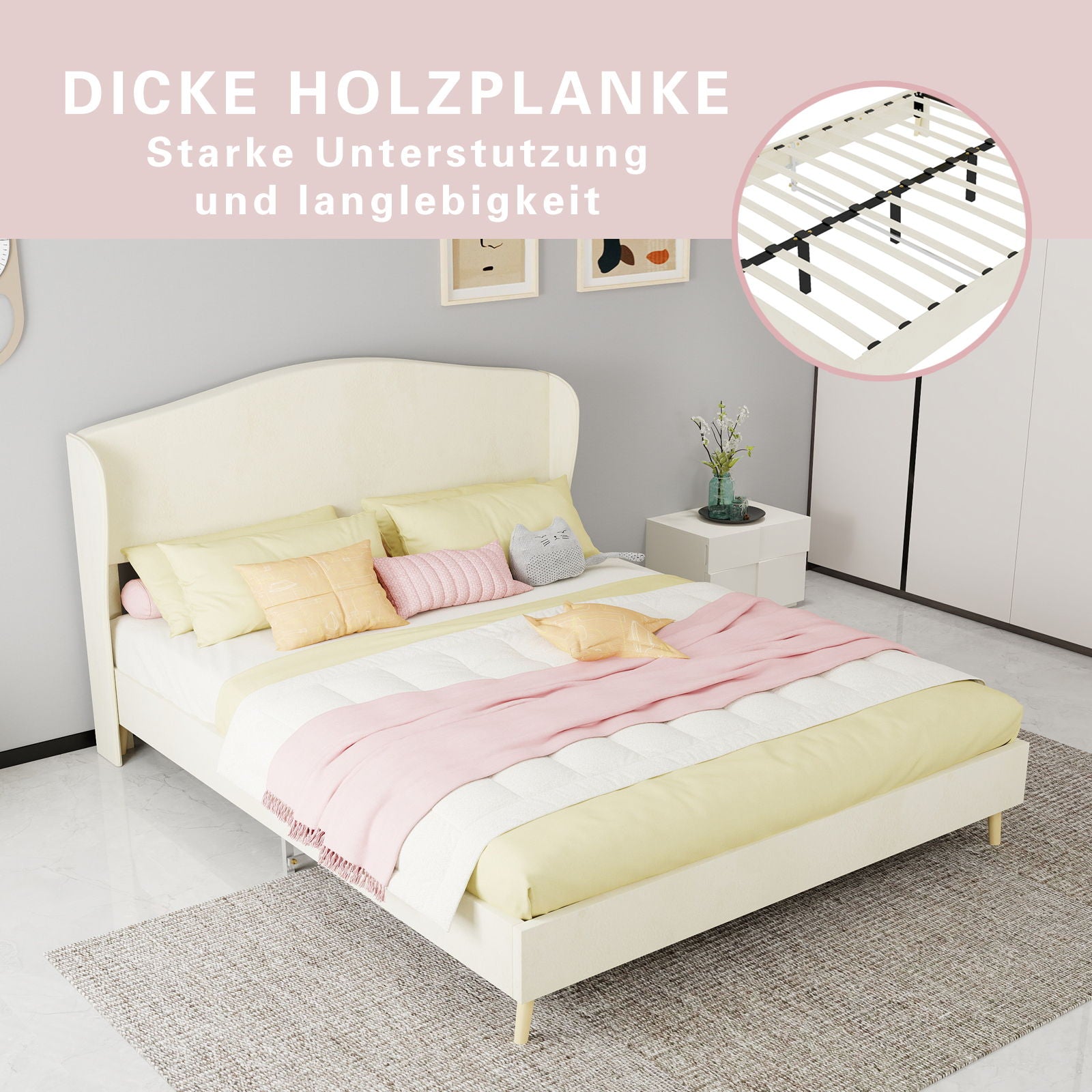 Upholstered Bed, Tufted Headboard, Comfortable Sleep
