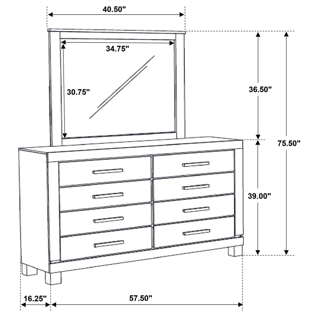 Bren - 8 Drawer Dresser With Mirror - Rustic Brown