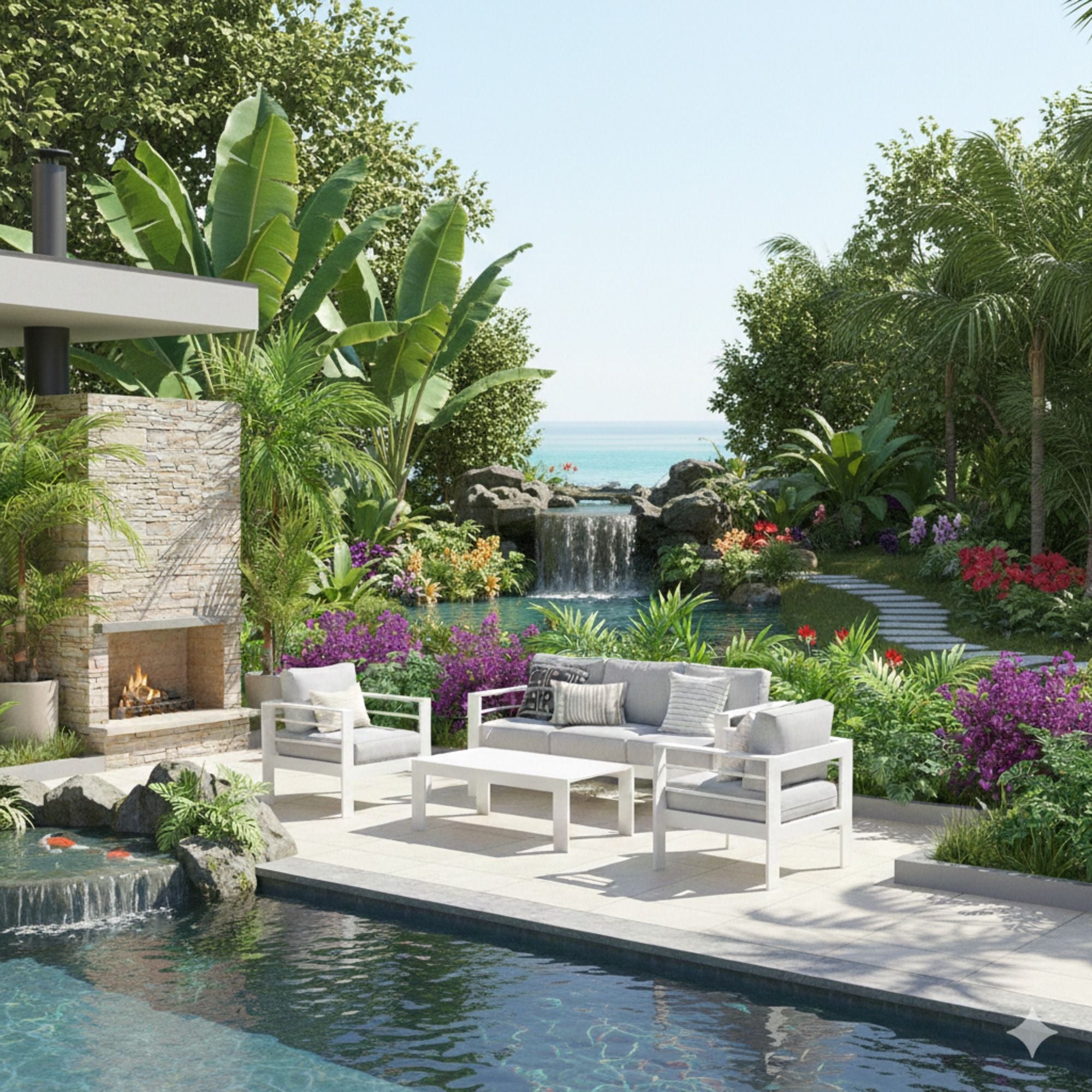 Outdoor Patio Set With All-Weather Thick Cushions