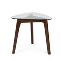 End Table With Glass Top And Solid Wood - Walnut