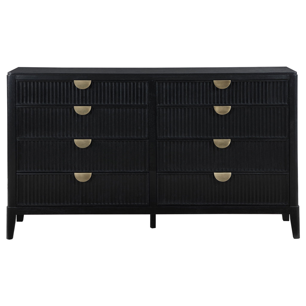 Mason - 8 Drawer Dresser With Fluted Design - Black