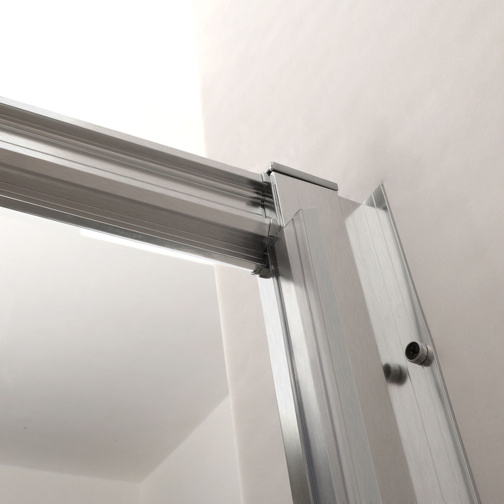 Elegant Single Sliding Bypass Shower Enclosure, Tempered Glass - Brushed Silver