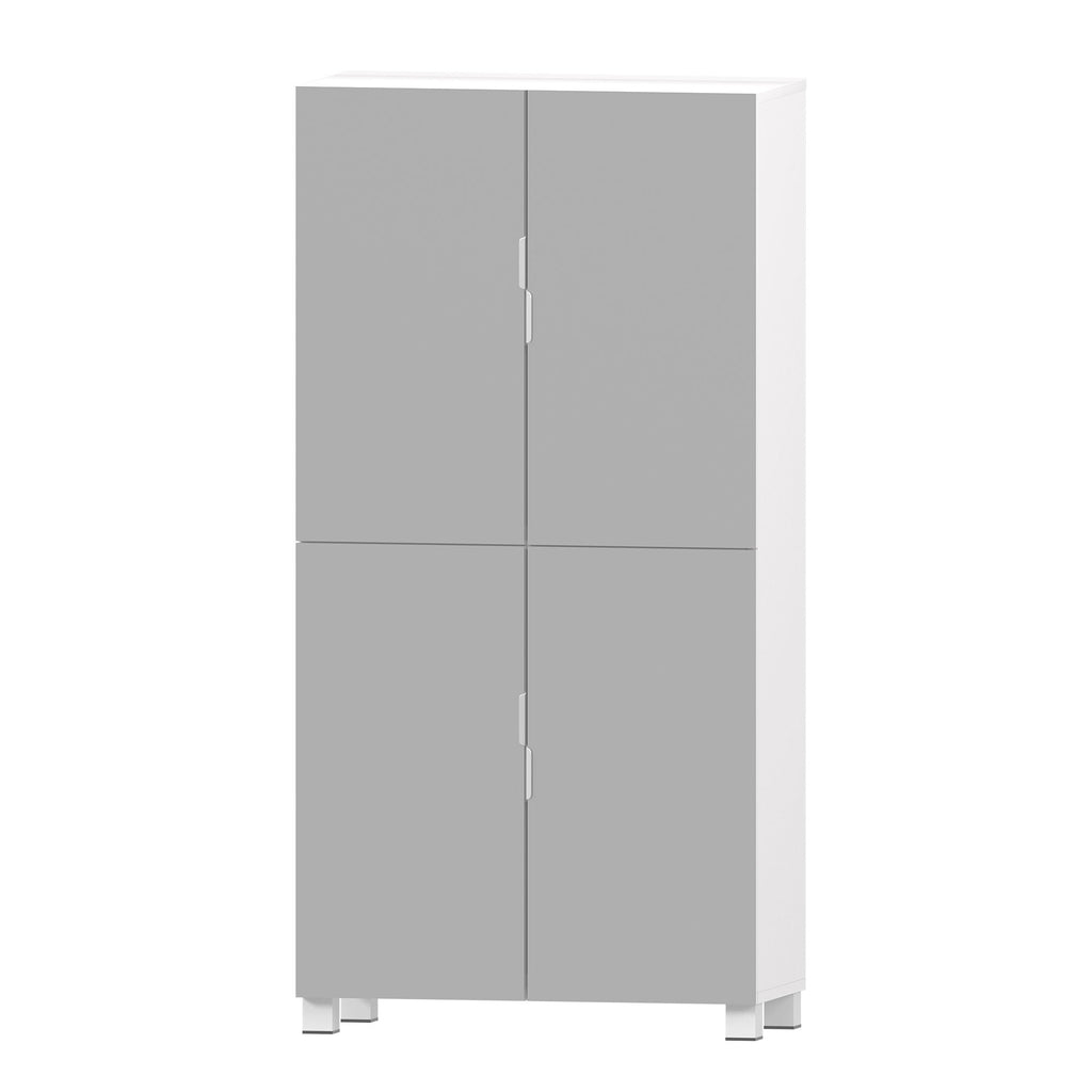 Shoe Cabinet With 4 Mirror Doors 50" Tall Entryway Storage, 8 Adjustable Shelves, Holds 24 32 Pairs (Size 15), Dust Proof Closet For Hallway / Apartment, Ventilation Holes - White