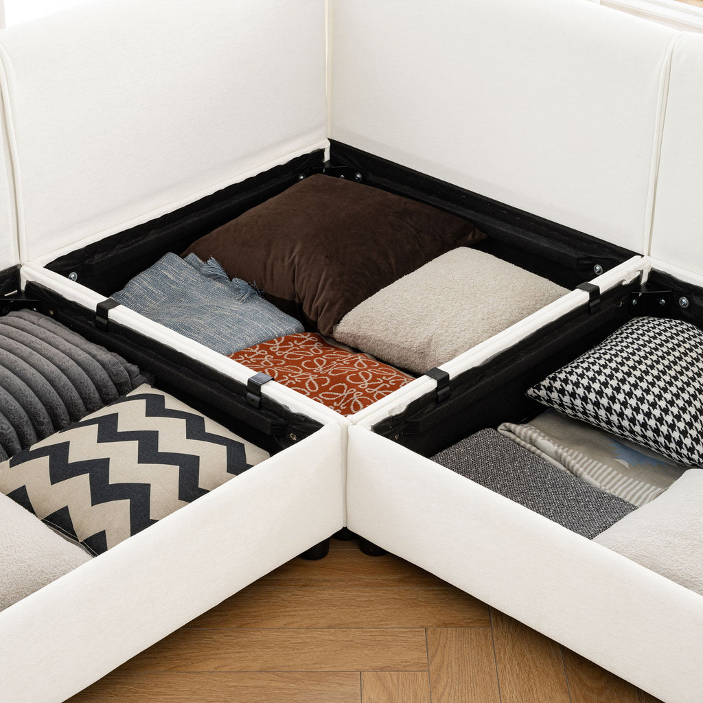 Contemporary Elegant Sofa With Storage And Ottoman