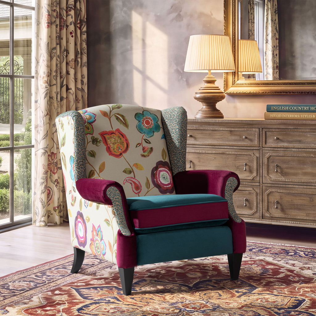 Anya - Wingback Accent Arm Chair - Blue