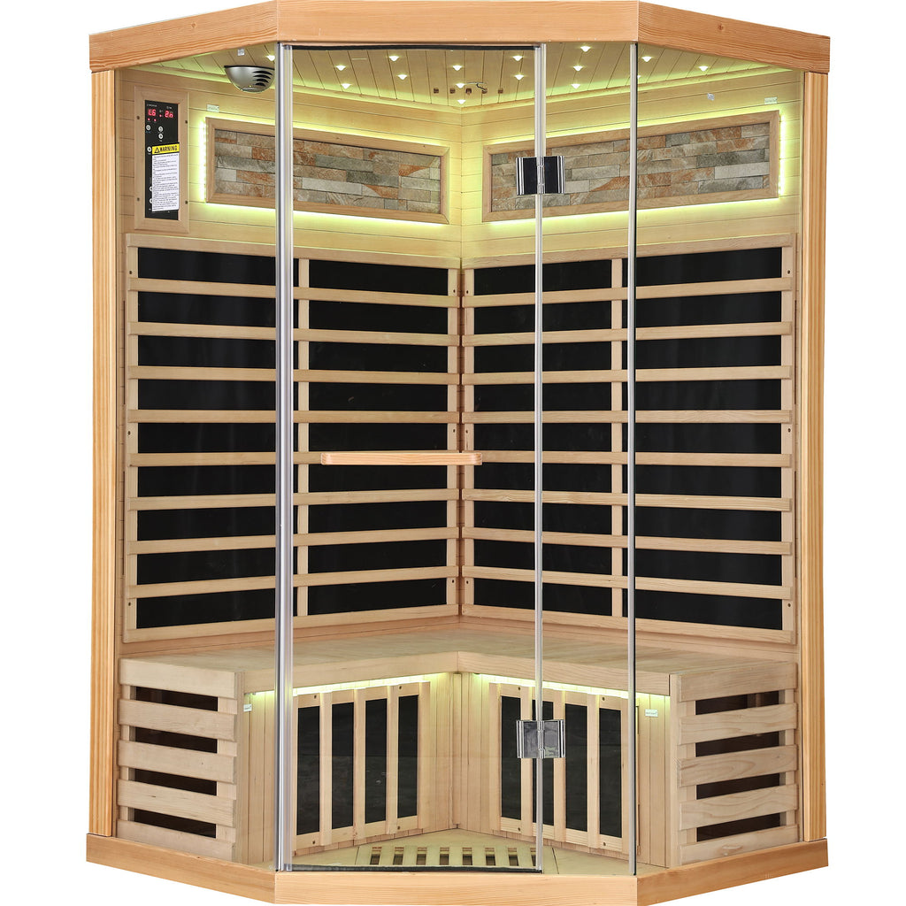 Double Sauna Room With Carbon Heating Plates - White Oak