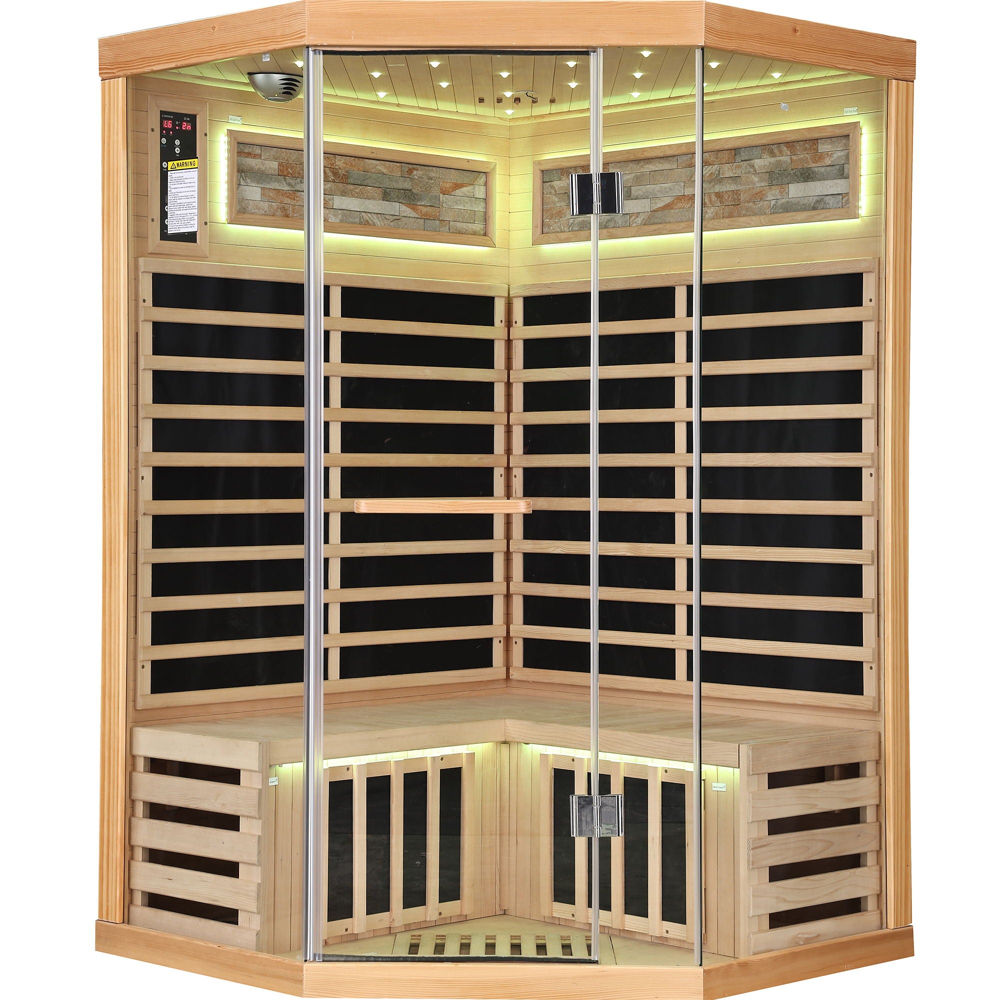 Double Sauna Room With Carbon Heating Plates - White Oak