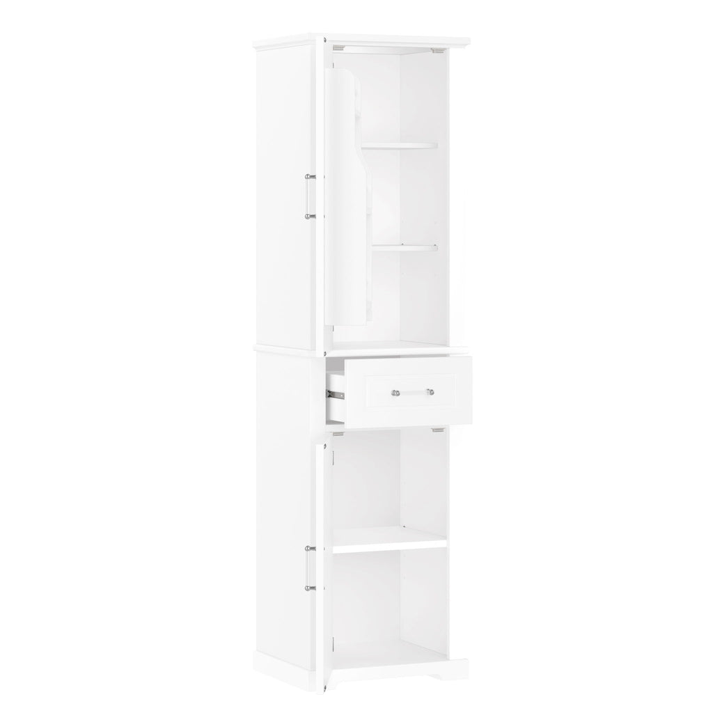 Tall Freestanding Bathroom Storage Cabinet With Adjustable Shelf, 2 Door Design