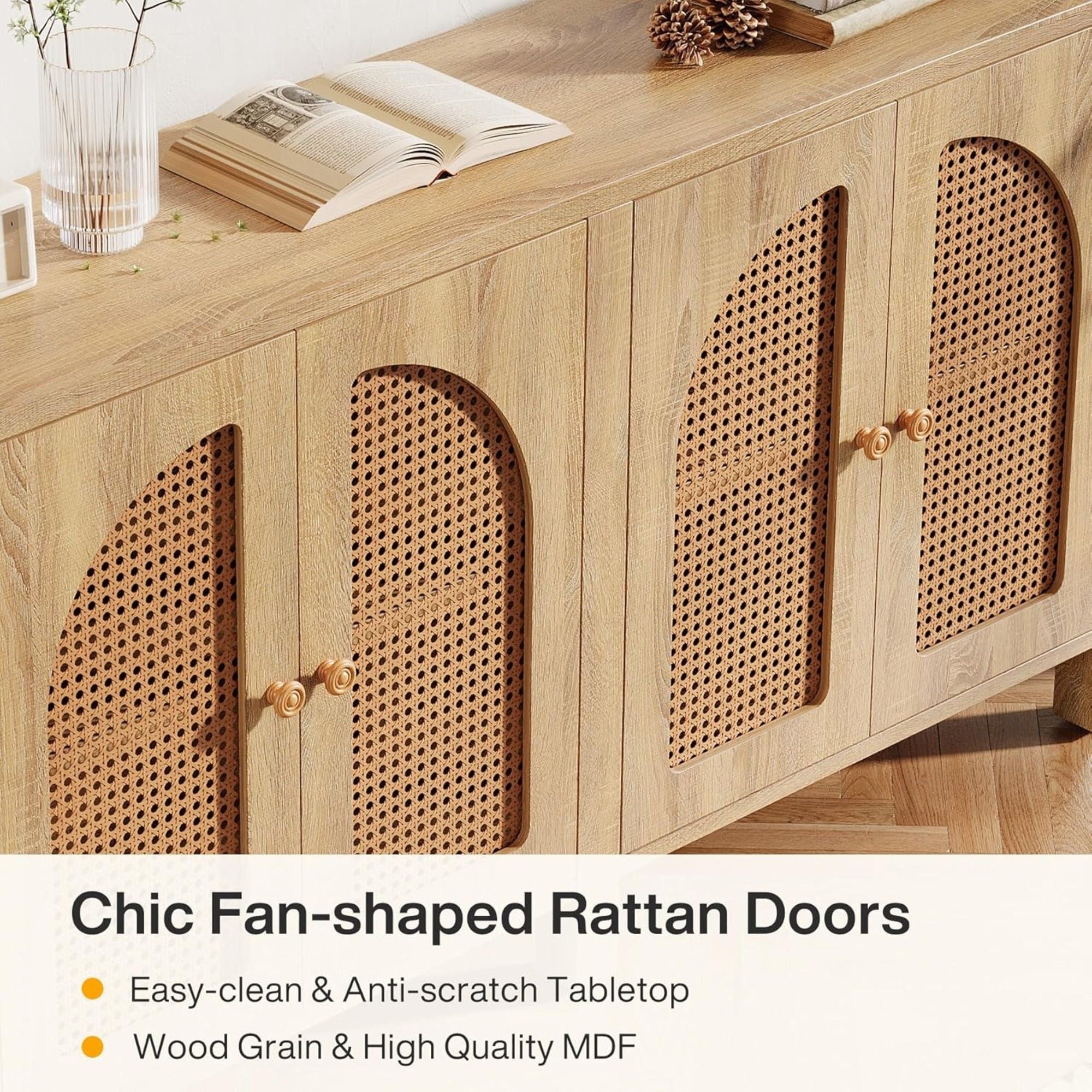 Buffet Sideboard Cabinet With 4 Doors, Console For Living Room - Natural