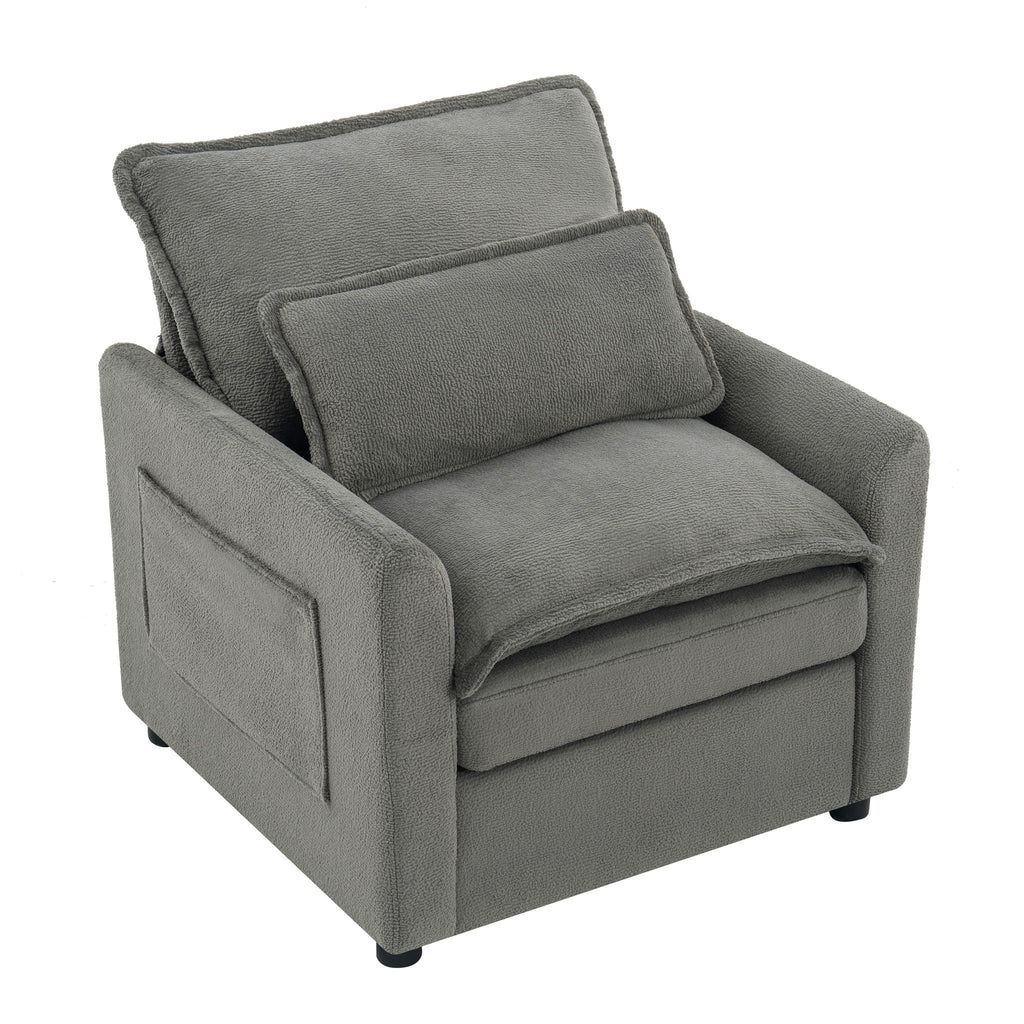 Modern Single Seat Accent Chair With Side Storage Pockets