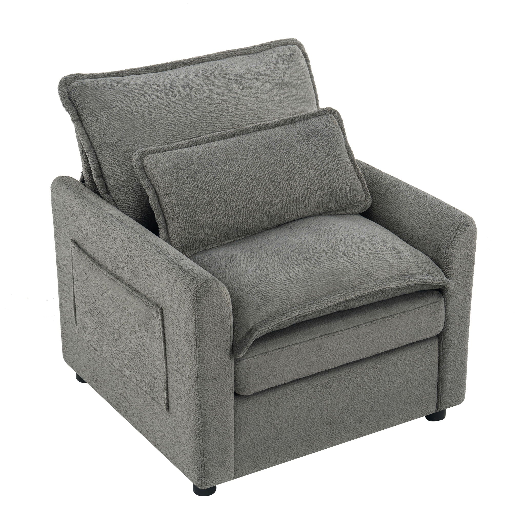 Modern Single Seat Accent Chair With Side Storage Pockets