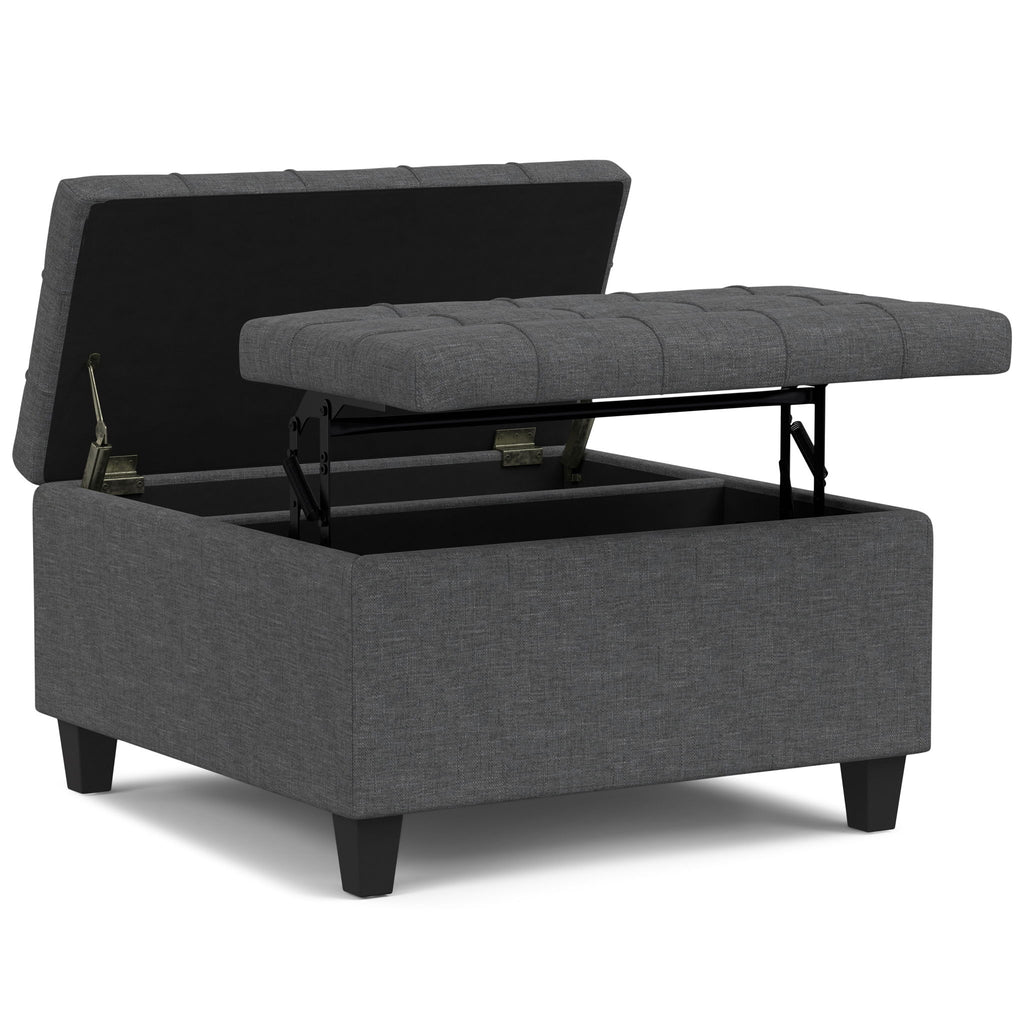Harrison - Small Square Coffee Table Storage Ottoman - Gray