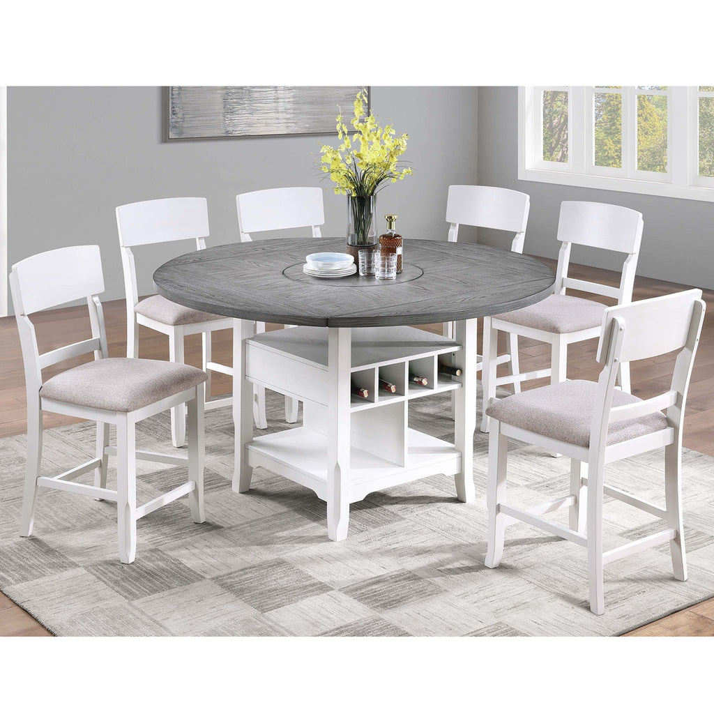 Counter Height Dining Table With Built In Lazy Susan And Storage Shelves