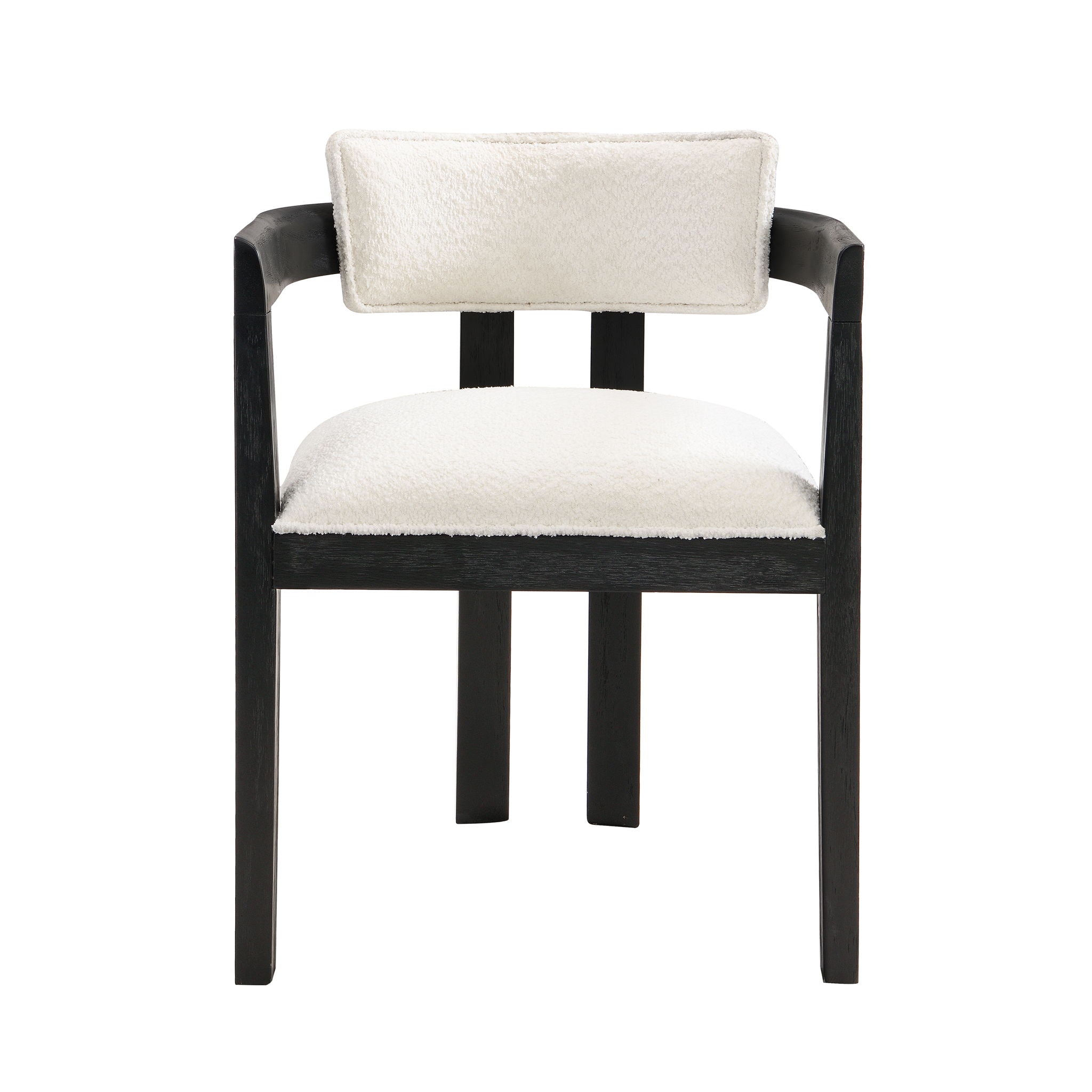 Modern Boucle Fabric Dining Chair With Armrest